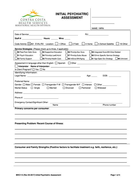 Mental Health Evaluation Form Fillable Printable Pdf And Forms Hot Sex Picture