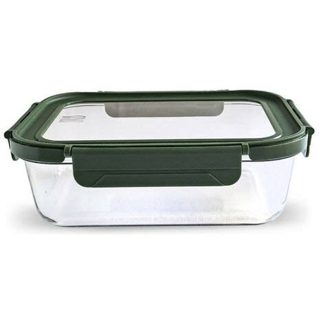 Contenedor Vidrio Rectangular 1040 Ml Tapa Vidrio