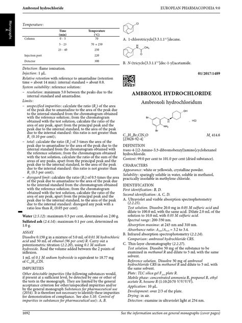 Ambroxol Hydrochloride Ambroxoli Hydrochloridum Pdf Thin Layer