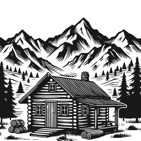 Free Rustic Log Cabin Wooden House Svg Black And White Svg Vector File