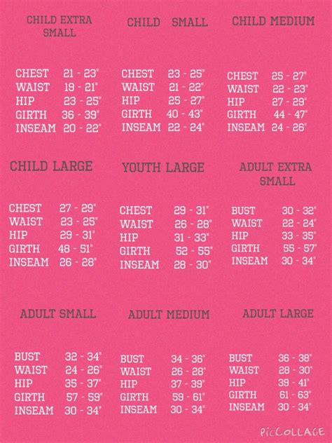 Size Chart By Justdancecustoms On Etsy