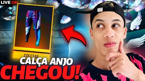 FREE FIRE AO VIVO PEGUEI A CALÇA ANGELICAL GERANDO CODIGO DE