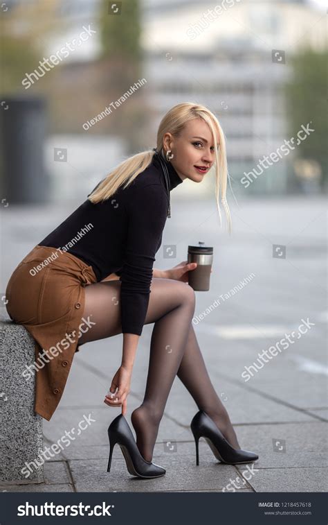 Beautiful Blonde Girl Perfect Legs Pantyhose Stock Photo Shutterstock