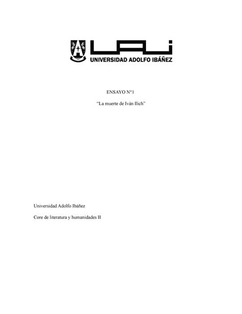 Ensayo La muerte de Iván Ilich ENSAYO N La muerte de Iván Ilich