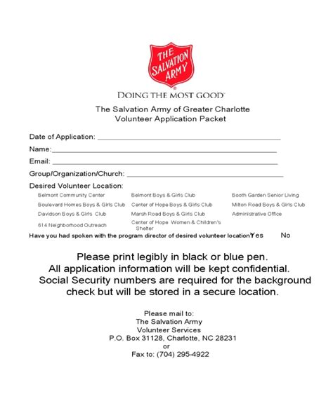 Salvation Army Printable Donation Form