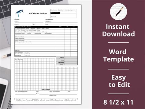 Gutter Repair Installation Template Invoice Estimate Etsy