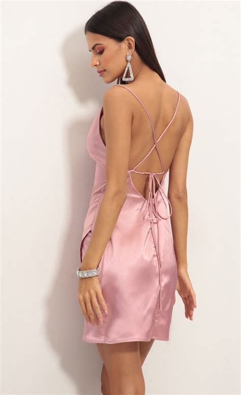 Love Lies Satin Dress In Rose Lucy In The Sky