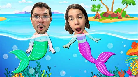 Sarah E O Papai Viraram Sereias Por Um Dia No Jogo Da Mermaid Youtube