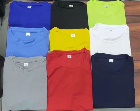 Polyester Promotional Men Navy Blue Plain T Shirt Round Neck At Rs 65