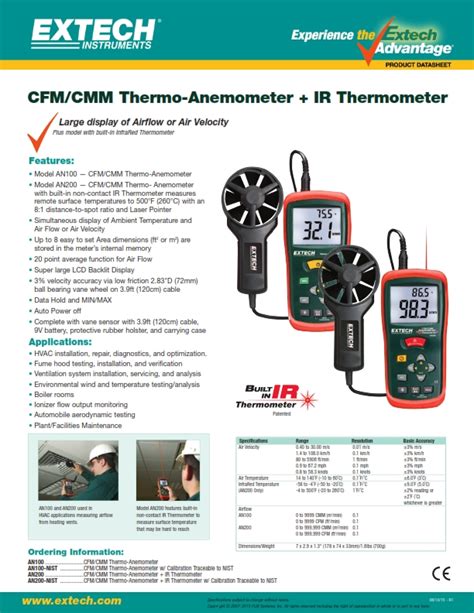 AN100 CFM CMM Mini Thermo Anemometer Smarttools