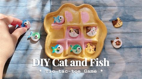 Meow Mazing Fun Cat And Fish Tic Tac Toe Game Air Dry Clay Crafts