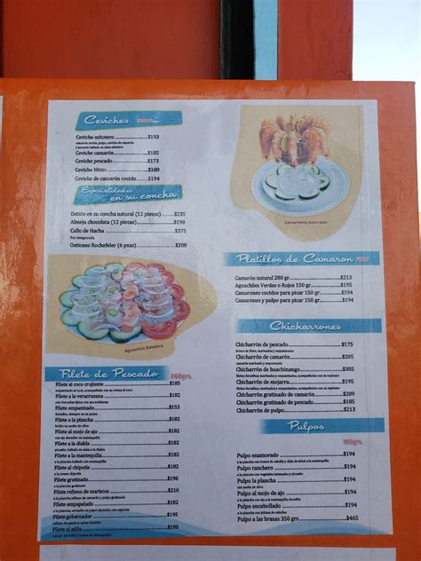 Carta Del Restaurante El Camar N Guasave O Churubusco Ciudad Del