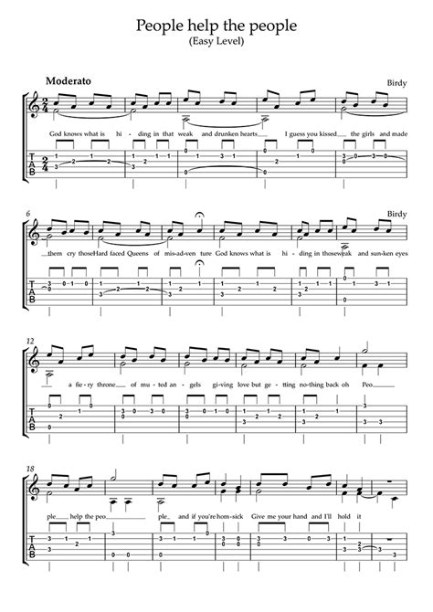 People Help The People (Easy Level, Solo Guitar) (Birdy) - Guitar Tabs ...