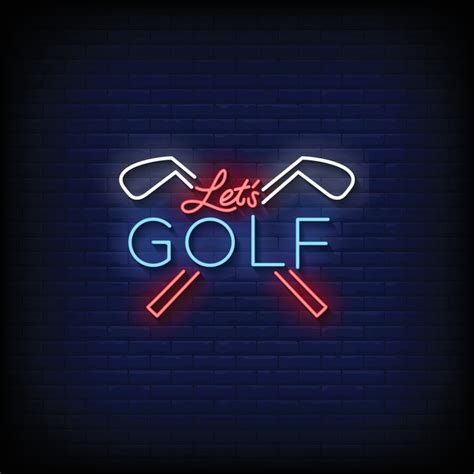 Neon Sign golf with brick wall background vector 13437085 Vector Art at ...