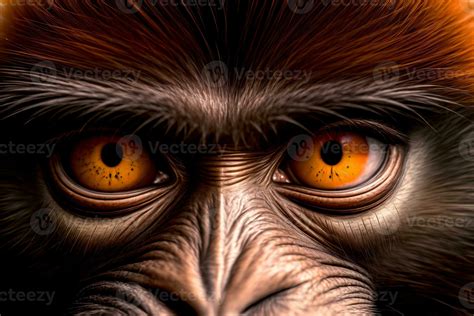 A Close Up Of A MonkeyS Face With Orange Eyes. AI Generated 26421935 Stock Photo at Vecteezy