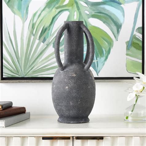 Litton Lane In Gray Textured Whitewashed Ceramic Decorative Vase