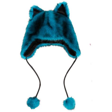 Teal Fur Peruvian Beanie Hot Topic Liked On Polyvore Featuring