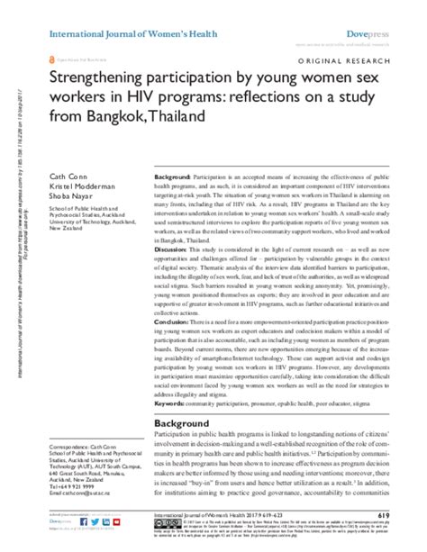 Pdf Strengthening Participation By Young Women Sex Workers In Hiv