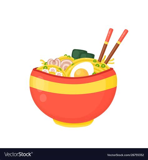 Cartoon Ramen Bowl Flat Royalty Free Vector Image