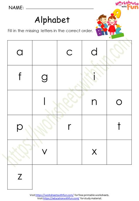 Topic Missing Alphabet Worksheets English Preschool Wwf