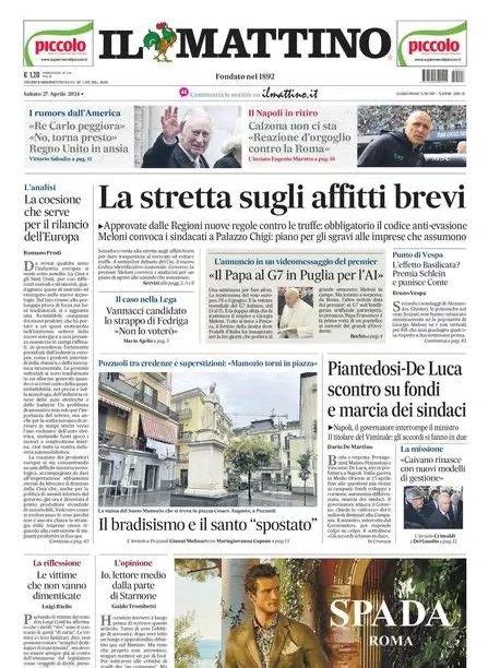 Prima Pagina Mattino Napoli Calzona Non Ci Sta Con La Roma