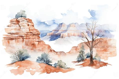 Grand Canyon Clip Art Watercolor Illustration Stock Illustration - Illustration of background ...