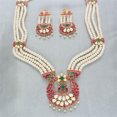 Buy Sri Jagdamba Pearls Pearls Lopa 4 Lines Rani Haar Pink Necklace Online