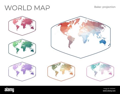 Low Poly World Map Set Baker Dinomic Projection Collection Of The