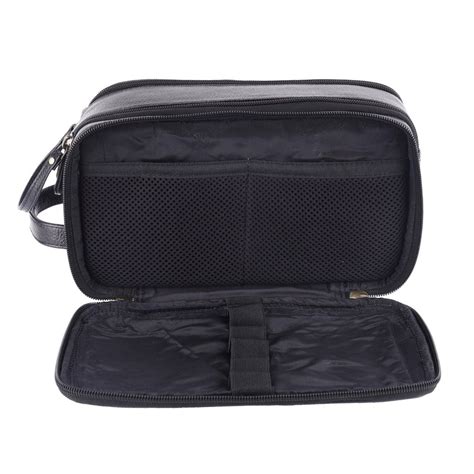 Genuine Leather Toiletry Bag For Men Black Leather Dopp Kit Toiletry