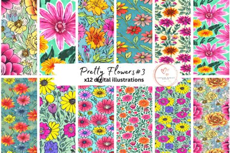 Pretty Flowers #3 Printable Paper Graphic by Caroline Webley Design ...