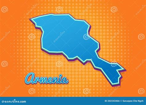 Mapa Retro De Armenia Con Fondo De Semitono Icono Del Mapa De Dibujos