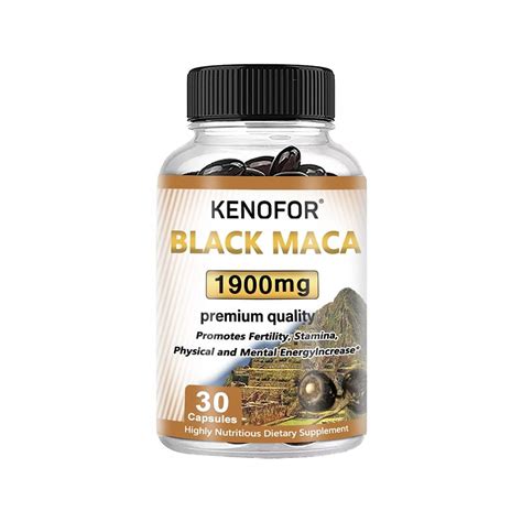 Kenofor Organic Black Maca Capsules 1900 Mg Per Serving Peruvian