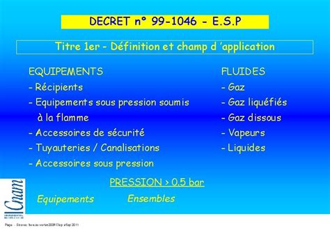 REGLEMENTATION DES EQUIPEMENTS SOUS PRESSION Equipements Conventionnels