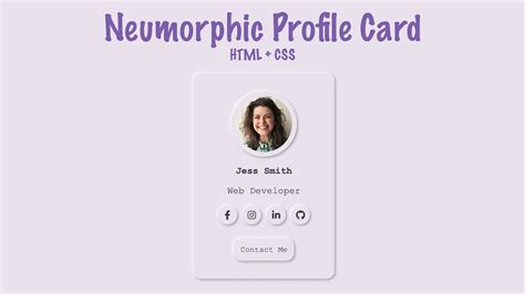 Neumorphic Profile Ui Card Using Html And Css Only Neumorphism Html