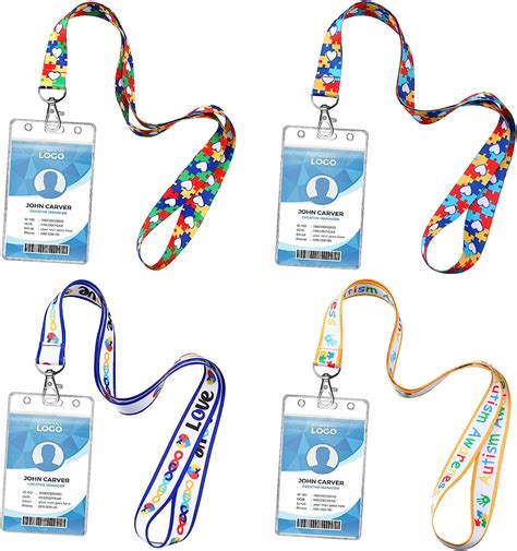 80 Pcs Autism Awareness Lanyard With Id Badge Holder