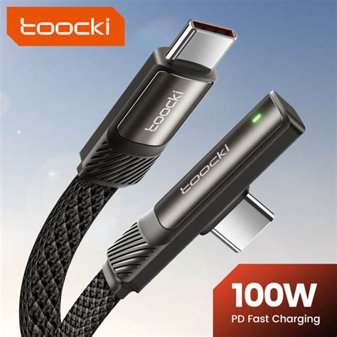 Toocki 100W Type C To Type C Fast Charging Cable 90 Degree Elbow Gaming