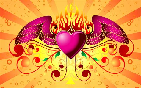 Corazón Con Alas Y Fuego Fondos De Pantalla Hd Wallpapers Hd