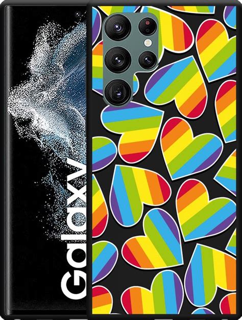 Galaxy S Ultra Hoesje Zwart Regenboog Hartjes Designed By Cazy Bol