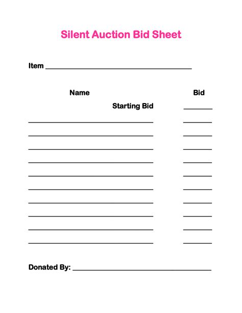 Silent Auction Certificate Template Silent Auction Bid Sheet Kibopqe