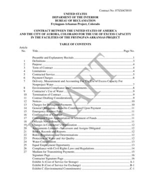 Fillable Online Usbr Contract No Bureau Of Reclamation Usbr Fax