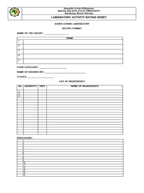 Laboratory Rating Sheet | PDF | Recipe | Cooking 