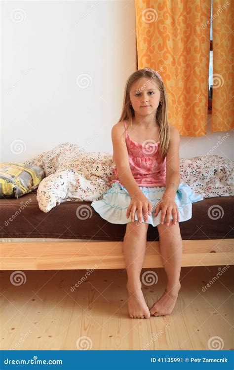 Girl Sitting On Bed Stock Photo Image 41135991