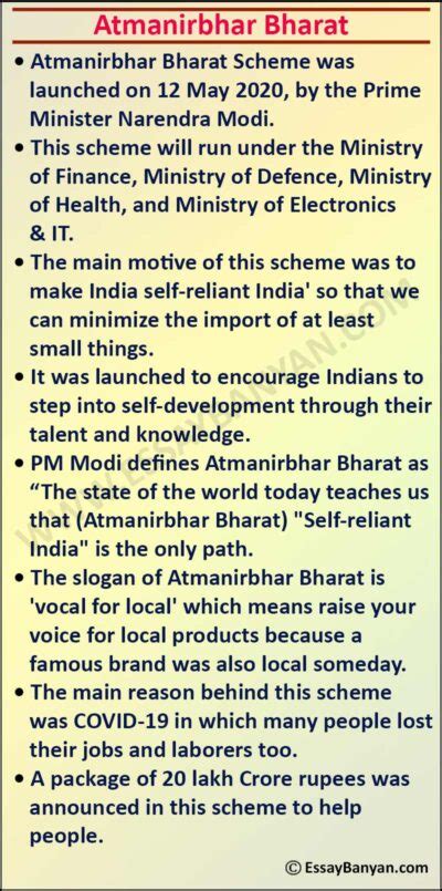 Essay On Atma Nirbhar Bharat For All Class In To Words In English