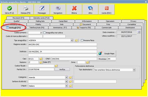 Dati Anagrafici Dettagli Ready Pro Manuale Utente