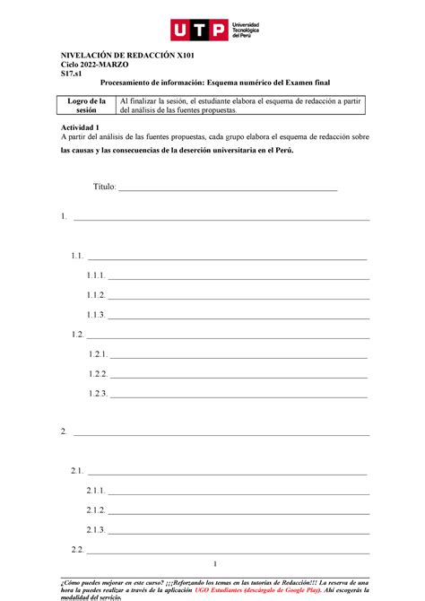 S S Esquema De Redacci N Material De Actividades