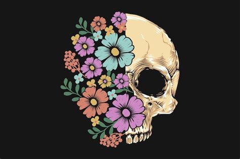 Premium Vector Floral Skull Skeleton T Shirt