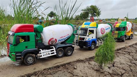 Ngecor Jalan Desa Mobil Truk Molen Beton Mixer Oleng Terguling Scania