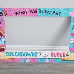 Touchdowns Or Tutus Gender Reveal Photo Booth Frame PRINTED SHIPPED