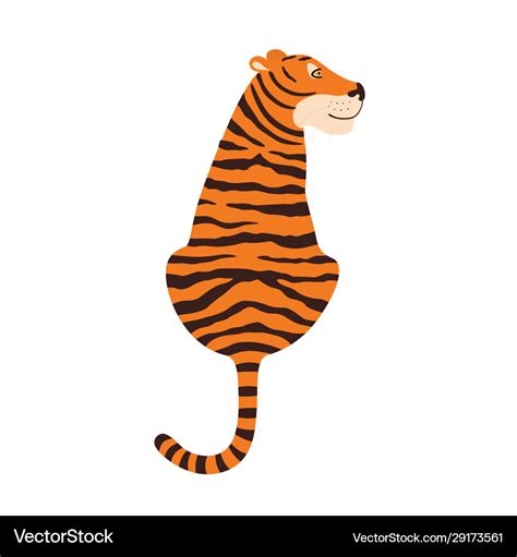 Tiger sitting view from back Royalty Free Vector Image