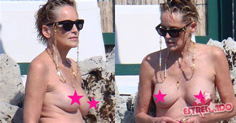 Aos 63 Anos De Idade Sharon Stone Faz Topless Na Praia Estrelando